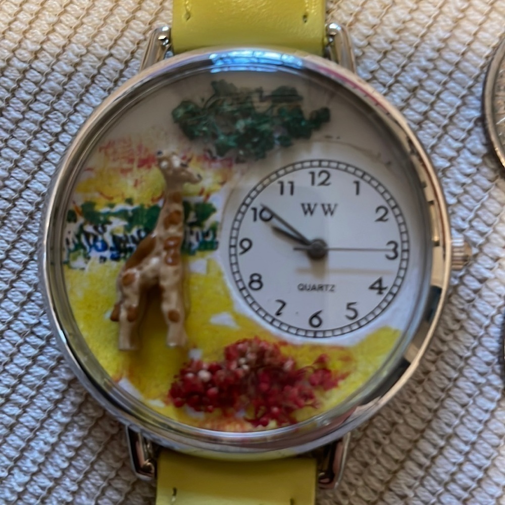 ☄️host Pick ☄️ Whimsical Watch With Giraffe - Lemon Yellow Genuine Leather Strap